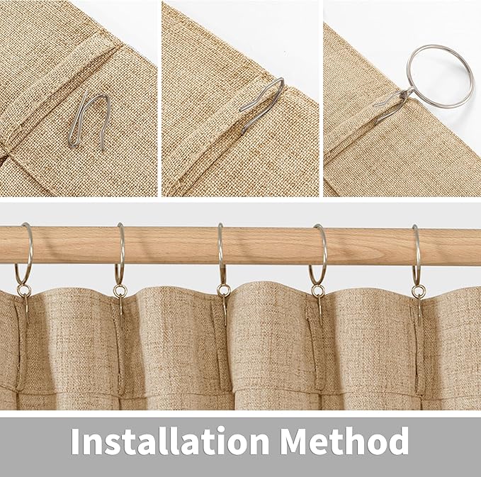 YoungsTex Burlap Linen Semi Sheer Curtains 84 Inch Length for Living Room, Toffee Light Filtering Window Treatments Natural Rustic for Farmhouse Bedroom, 2 Panels, 40 X 84 Inch