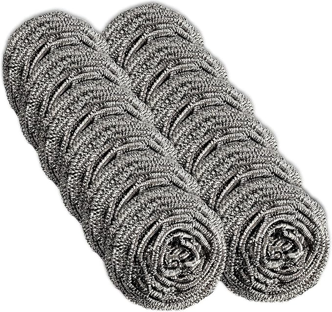 12 Pack Stainless Steel Scourers by Scrub It – Steel Wool Scrubber Pad Used for Dishes, Pots, Pans, and Ovens. Easy scouring for Tough Kitchen Cleaning.