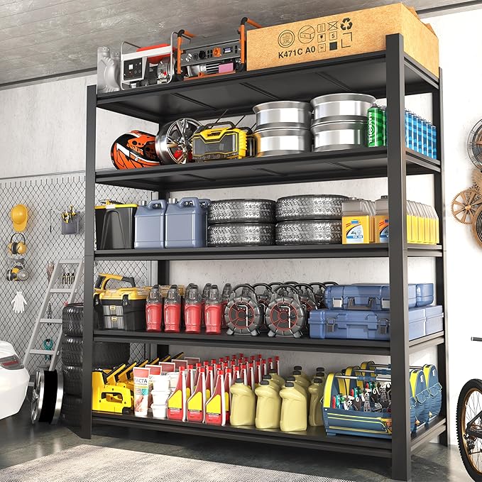 84“H Garage Shelving Heavy Duty Storage Shelves 3000 LBS Adjustable 5 Tier Metal Shelving Uints and Storage for Garage, Warehouse, Commercial, 48" W x 24" D x 84" H, 3 Packs