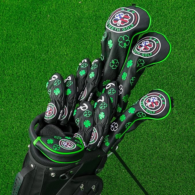 BIG TEETH Putter Cover Mallet Putter Cover Half Mallet Small Golf Headcover, Mini Club Head Protector Magnetic Closure Black Leather for Odyssey White Hot #5 Golf Rossie Tour Edge Chipper etc