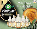 Air Wick Plug in Scented Oil Refill, 5ct, White Sage & Mahogany, Air Freshener, Essential Oils