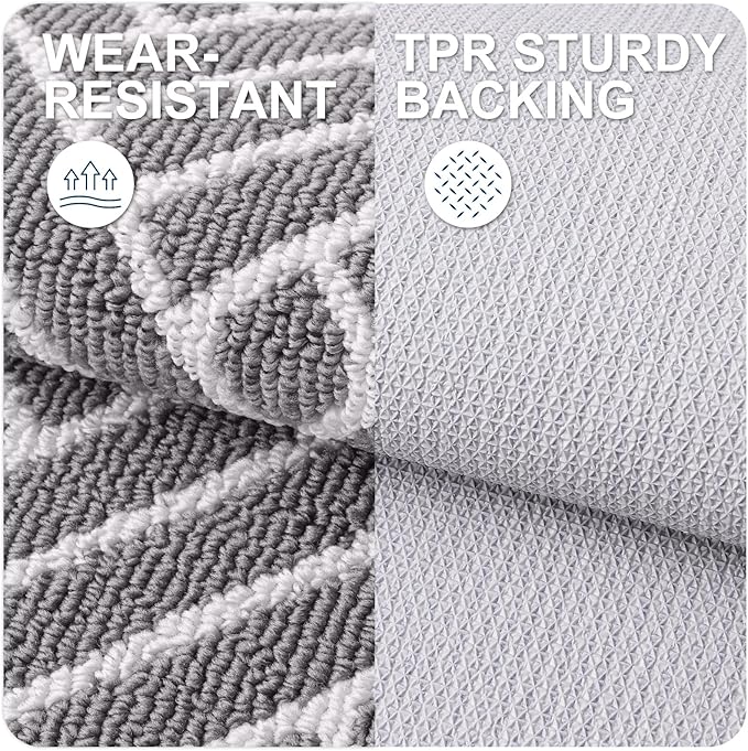 OLANLY Long Indoor Door Mat, 59x20 Inch, Dirt Resistant and Absorbent, Non-Slip Rubber Backing Floor Mats, Easy Clean Low-Profile Doormat for Entryway, Front Door, and Inside Entrance, Grey