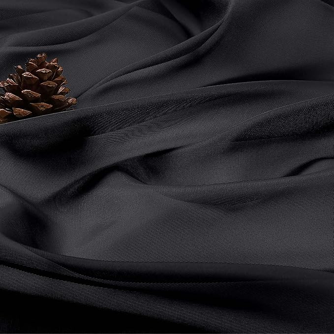 Chyhomenyc Black Sheer Curtains 78 Inches Long 2 Panels Set for Living Room, Light Filtering Voile Lightweight Bedroom Curtains, Rod Pocket Solid Window Treatment Drapes, Each 42W x 78L