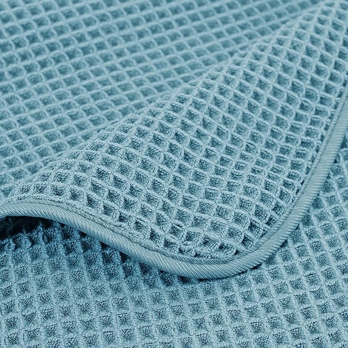 POLYTE Microfiber Oversize Quick Dry Lint Free Bath Towel, 60 x 30 in, 4 Pack (Waffle Weave)