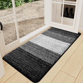 Kitinjoy Indoor Outdoor Door Mat, 47x24 Non-Slip Absorbent Dirt Trapper, Low-Profile Washable Inside Entrance Front Floor Mat, Sturdy Soft Entry Doormats for Entryway, Black