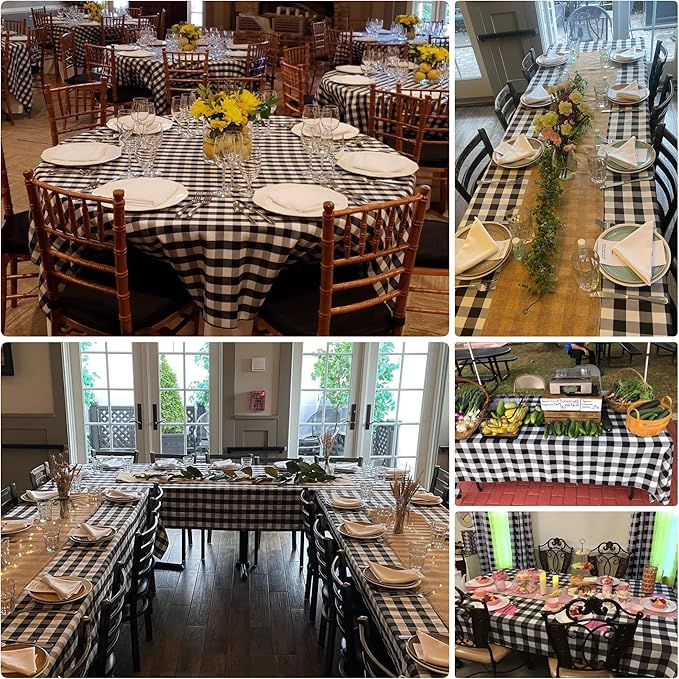 Waterproof Plaid Tablecloth Fabric - Square 25x25 Inch Classic Gingham Checker Buffalo Table Cover for BBQs, Parties