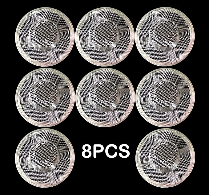 8PCS Metal Mesh Kitchen Sink Strainer, 3.54" Stainless Steel Slop Basket Filter Trap, Mesh Sink Drain Strainer Kitchen, Hair Basket Drain - Fits Most Kitchen Bathroom Sinks Shower Floor Drain
