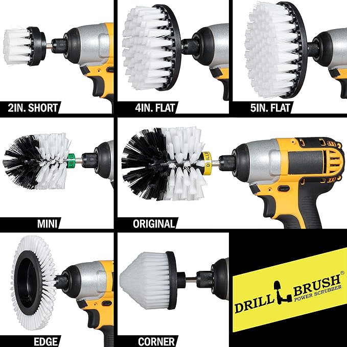 Drill Brush Power Scrubber by Useful Products - Carpet Cleaner - Car Cleaning Kit - Car Wash Kit - Glass, Glass Cooktop, Upholstery Cleaner - Upholstery Brush For Auto Detailing - Pet Hair Remover Set