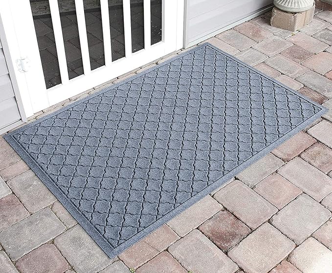 WaterHog Heavy Duty Doorway Mat, 4' x 6', Made in USA, Durable & Skid-Resistant Entryway Mat, Water-Trapping, Indoor/Outdoor Decorative Floor Covering, Cordova Collection, Bluestone
