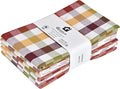 Kitchen Towels Set of 6 Multiolor Buffalo Checks 20X30 Inches, Soft Premium Cotton Highly Absorbent Towels, Washable & Reusable Tea Towel, Quick Drying Dish Cloths with Mitered Corner Towels