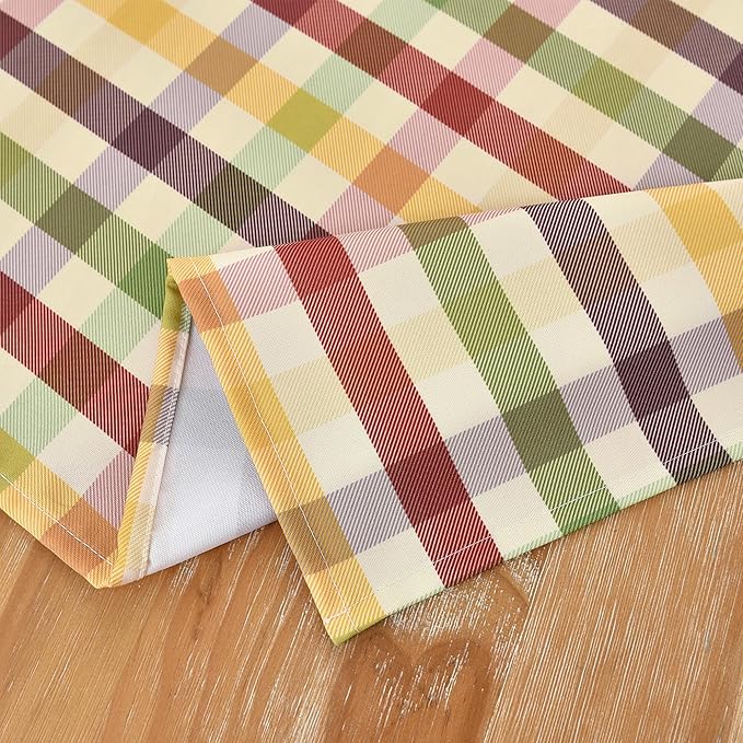 Waterproof Gingham Festive Tablecloth Fabric - Oblong 52x70 Inch Classic Buffalo Tartan Holiday Table Cloth for Outdoor Use - Christmas Tabletop Cover Perfect for Dinner, BBQs, and Parties