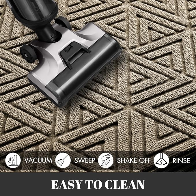 Yimobra Large Door Mat 36x24, All-Weather Waterproof Non-Slip Welcome Matt Outdoor, Heavy Duty Non Slip Doormat for Entryway for Patio and Garage Indoor, Easy Clean, Beige