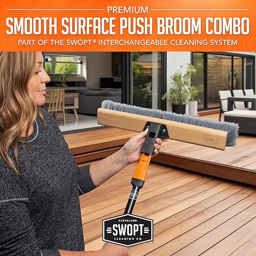SWOPT 24” Premium Multi-Surface Push Broom Head — Cleaning Head Interchangeable with All SWOPT Cleaning Products for More Efficient Cleaning and Storage — Indoor and Outdoor Push Broom