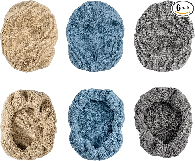 POLYTE Premium Lint Free Microfiber Cleaning Covers for Windshield Cleaning Tool, Fits 4x6 inch Plate (Blue/Gray/Teal, 6 Pack)