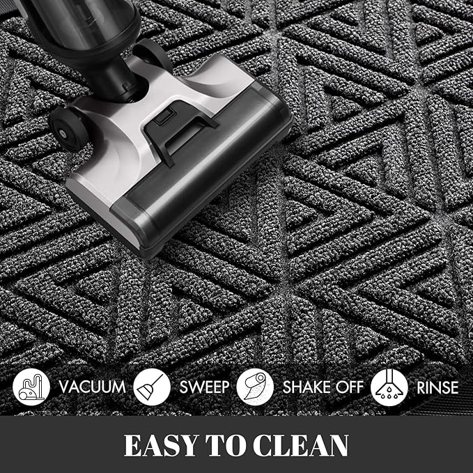 Yimobra Large Door Mat 47x24, All-Weather Waterproof Non-Slip Welcome Matt Outdoor, Heavy Duty Non Slip Doormat for Entryway for Patio and Garage Indoor, Easy Clean, Mix Grey