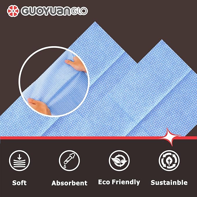 Disposable Dish Cloths Disposable Cleaning Towels Heavy Duty Reusable Cleaning Cloths Dish Rags for Kitchen,11.8 x 21 inches - 50 Counts/Pack,Blue