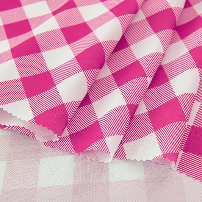 Waterproof Plaid Tablecloth Fabric - Round 108 Inch Classic Gingham Checker Table Cloth for Indoor/Outdoor Use - Buffalo Table Cover for Picnics, BBQs, and Parties