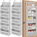 JARLINK 2 Pack Over The Door Organizer, 5 Shelf Door Hanging Organizer with 5 Large Pockets, 44 lbs Weight Capacity Hanging Storage for Bathroom, Bedroom, Nursery, RV, Pantry (Light Grey)