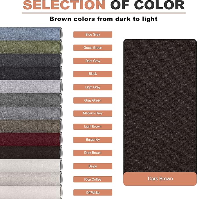 Fine Linen Repair Patches, Self-Adhesive Linen Fabric Patches, 12X40 inch Extra Size, Multi Color, Can be Used for Linen Sofa Repair and Linen Clothes Repair (12" x 40", Dark Brown)