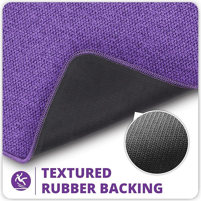 Bath Mat,Ultra Thin Bathroom Runner Rugs,Large Bath Mats for Bathroom,Quick Dry,Non-Slip,Machine Washable,Low Pile,Bath Rug,Shower Outside,Sink,Home Decor Accessories.Purple,1'5"x4'11"（17x59inch）