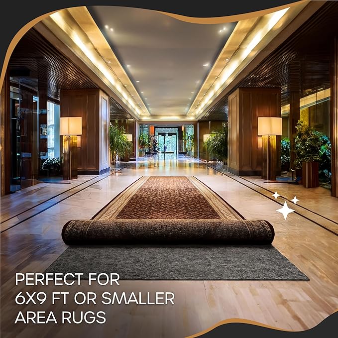 Nevlers 6x9 Rug Pad Non Slip – 1/4" Thick Felt TPO Dual-Layer Grip Mat | Anti Skid Rug Gripper for Hardwood Floors & More, Customizable Carpet Pad for Floor Protection, Floor Padding for Added Comfort