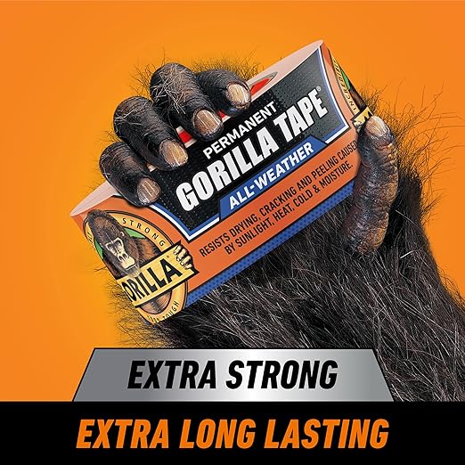 Gorilla All Weather Duct Tape, Black, 1.88" x 25 yd (Pack of 6) - UV and Temperature Resistant Waterproof Tape for Outdoor Repairs