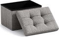 Ornavo Home Small Storage Ottoman Foldable Collapsible Rectangle Linen Ottoman Foot Rest Stool Seat, for Living Room, Bedroom, Home Office, Dorm - 12 x 16 x 12, Dark Gray