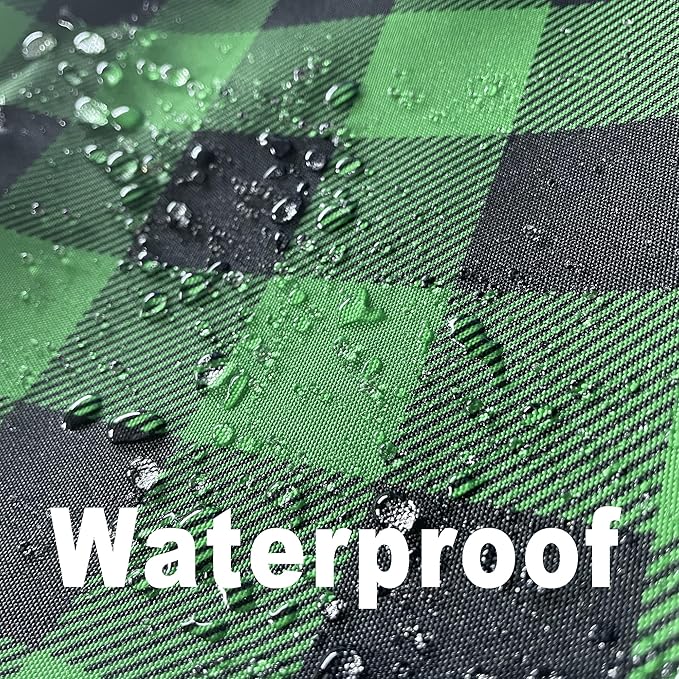 Waterproof Gingham Festive Tablecloth Fabric - Oblong 52x70 Inch Classic Buffalo Tartan Table Cloth for Outdoor Use - St. Patrick's Day Tabletop Cover for Xmas, BBQs, and Parties