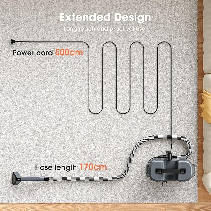 Upholstery Cleaner Machine - 13.5Kpa Suction Couch Cleaner Machine, Handheld Portable Carpet Cleaner with Self-Cleaning and 450W Motor for Pet Stain, Couch, Stair, Car and Area Rug (Grey)