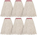 Matthew Cleaning 20oz 6Pack Cotton Floor Mop,Cotton Looped-Open String Heavy Duty String Refills, Universal Headband Blend Material,Mop Head Replacement for Home, Industrial and Commercial Use(White)