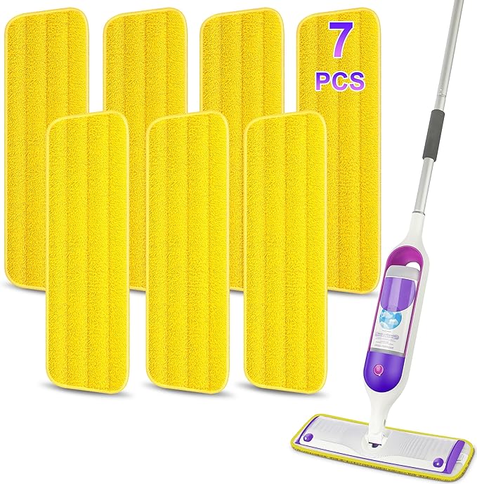 7 Count Reusable Mop Pads for Swiffer PowerMop -MEXERRIS Microfiber Wet Mops Refills PowerMop Pads Machine Washable Hard Wood Floor Mop Pads Replacement for 13''-15'' Spray Floor Mops
