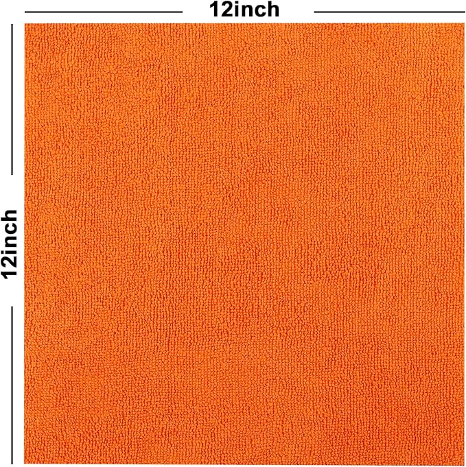 Tricol Clean Profesional Resuable Lint Free Microfiber Edgeless Cleaning Cloth 50PK Cleaning Rags,Absorbent Microfiber Wipes in Dispenser Box for Housekeeping, Car Cleaning (12 * 12 Inches) (orange1)