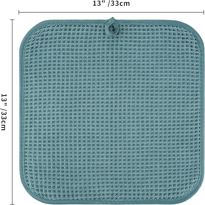 Microfiber Waffle Face Towels, 2 Pieces, Soft, Absorbent, Fast Drying, Lint Free (Green)