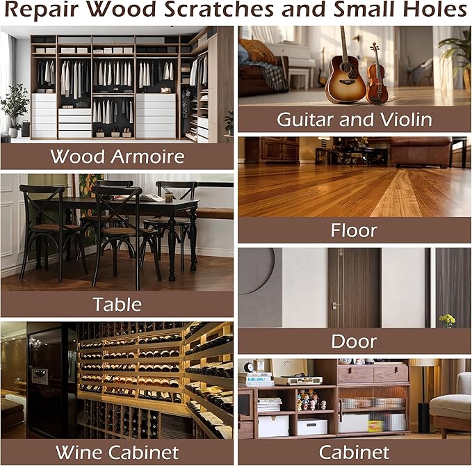 Wood Furniture Repair Kit: 12-Color Filler and 8-Color Markers - Wood Touch Up for Scratches/Cracks/Holes/Stains in Floors/Table/Cabinets(Hardwood/Laminate)