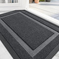 OLANLY Front Door Mat Indoor Outdoor Entrance, Waterproof All-Season, All-Weather Doormat, Sturdy Natural Rubber, Fade Resistant, Low Profile, Easy Clean Patio Porch Entryway Mat, 29.5x17, Grey