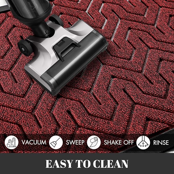 Yimobra 72x24 Indoor Outdoor Runner Rug, Heavy-Duty Waterproof Entrance Mat for High Traffic Areas, Commercial Grade Welcome Door Mat, Easy Clean, Black Red