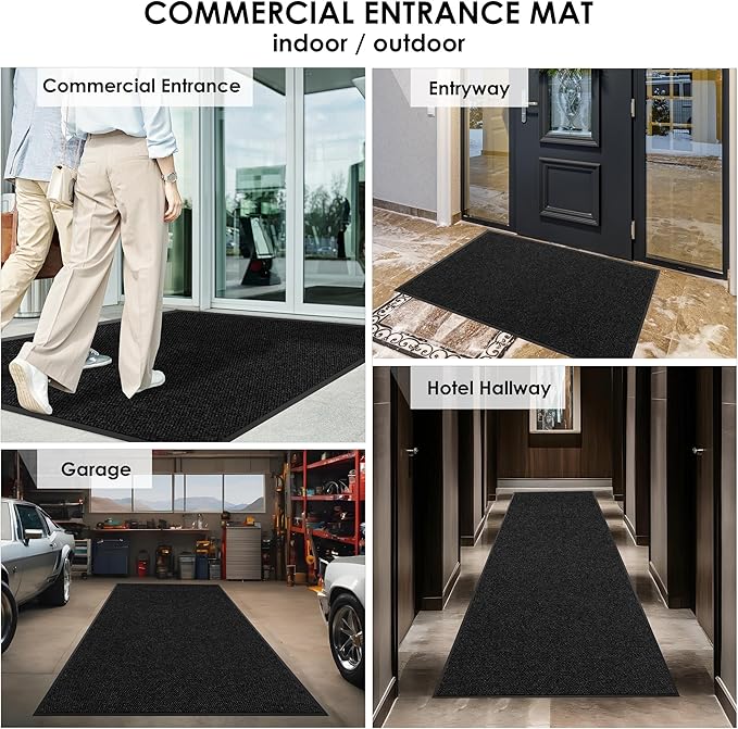 4′ x 27′ Front Door Mat Indoor Outdoor Entrance, Commercial Floor Mat Heavy Duty Dirt Trapper Entryway Doormat, Custom Size Non Slip Rubber Backing Welcome mat, Door Mat for High Traffic Area