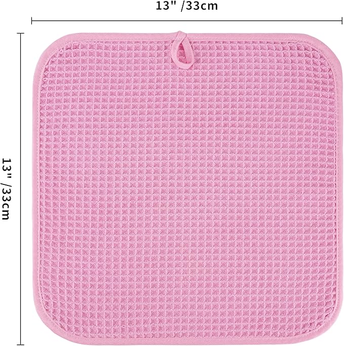 Microfiber Waffle Face Towels, 2 Pieces, Soft, Absorbent, Fast Drying, Lint Free (Pink)
