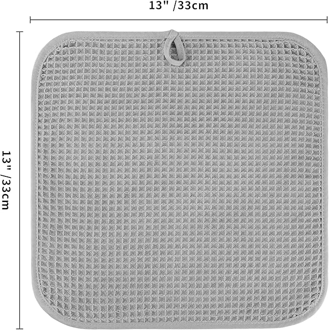 Microfiber Waffle Face Towels, 2 Pieces, Soft, Absorbent, Fast Drying, Lint Free (Silver)
