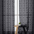 Aiyufeng Sheer Black Curtains 84 Inches Long 2 Panels, Solid Airy Light Filtering Clip Jacquard Window Treatments for Bedroom Living Room, Modern Wavy Line Rod Pocket Curtains, Total 80 inches Width