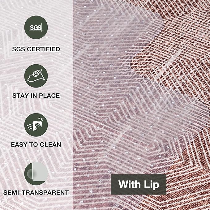 Chair Mat for Carpet, 36" x 48" Easy Glide Desk Chair Mat for Carpeted Floors, Beveled Edge Vinyl Mat with Grips, Heavy Duty Carpet Protector for Home Office, Clear(with Lip)