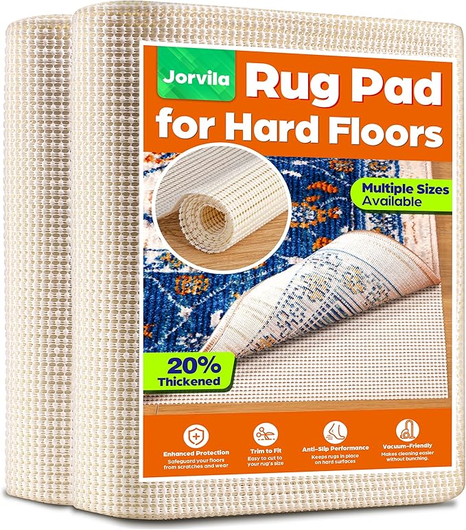 Non-Slip Rug Pad Gripper 4x6 Feet, Anti Skid Mat for Under Area Rugs, Keeps Rugs in Position and Safe, Thick Cushioned Carpet Pad for Hardwood Floors Protection
