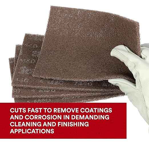 3M Scotch-Brite Heavy Duty Hand Pad 7440B, 6 in x 9 in, Pack of 40, Hand Sanding Pad - Metal Deburring and Finishing Pad - Coating and Corrosion Removal