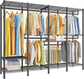 Raybee Clothes Rack Heavy Duty 1100 LBS Capacity Clothing Racks for Hanging Clothes Adjustable Garment Rack,17.7" D x 75.8" W x 76.9" H Black