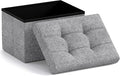 Ornavo Home Small Storage Ottoman Foldable Collapsible Rectangle Linen Ottoman Foot Rest Stool Seat, for Living Room, Bedroom, Home Office, Dorm - 12 x 16 x 12, Gray