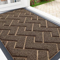 OLANLY Front Door Mat Indoor Outdoor Entrance, Waterproof All-Season, All-Weather Doormat, Sturdy Natural Rubber, Low Profile, Easy Clean Patio Porch Entryway Mat, Herringbone Brick (Brown, 47x23)