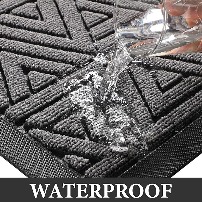 Yimobra Large Door Mat 47x32, All-Weather Waterproof Non-Slip Welcome Matt Outdoor, Heavy Duty Non Slip Doormat for Entryway for Patio and Garage Indoor, Easy Clean, Grey