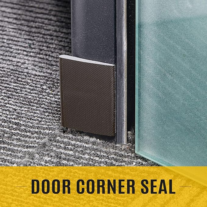 Zonon 16 Pieces Door Corner Seal Weatherstripping Exterior Door Frame Seal Draft Stopper Adhesive Corner Pads for Weather Stripping and Draft Protection (White,Brown)