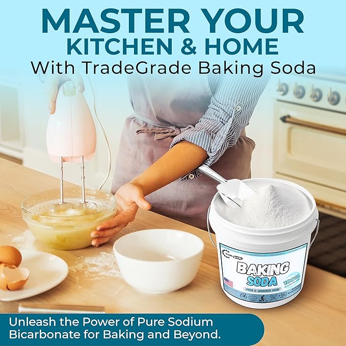 TradeGrade Pure Baking Soda Powder – 30 lb Bucket, Sodium Bicarbonate Powder | Premium Food-Grade for Baking, Bread, Cookies & More | Baking Soda for Cleaning, Natural Cleaner & Deodorizer