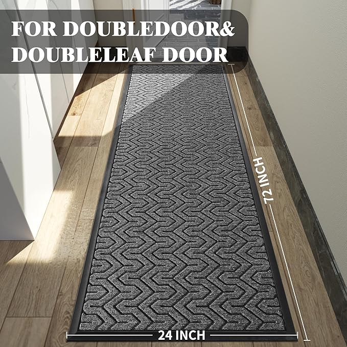 Yimobra 72x24 Indoor Outdoor Runner Rug, Heavy-Duty Waterproof Entrance Mat for High Traffic Areas, Commercial Grade Welcome Door Mat, Easy Clean, Mix Grey